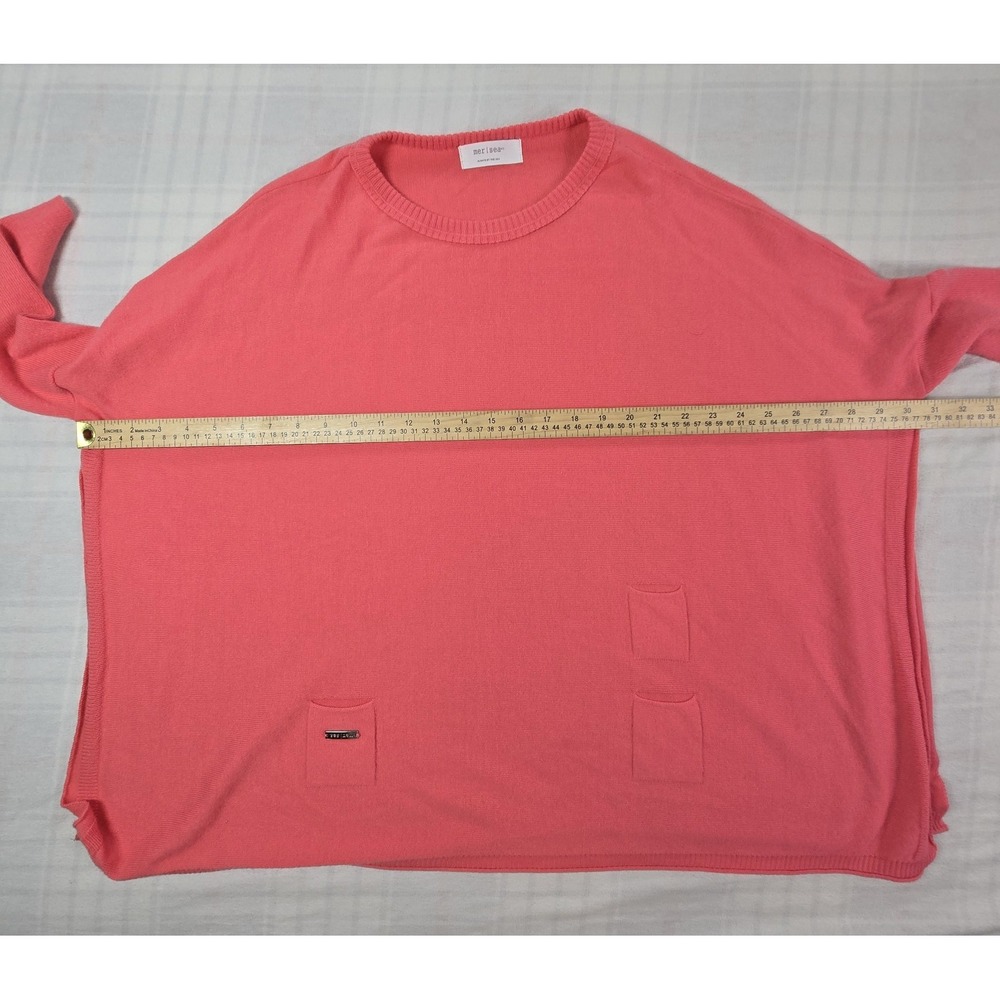 Mersea Womens Catalina Traveler Knit Sweater Side Splits Coral Pink OS - Picture 8 of 13
